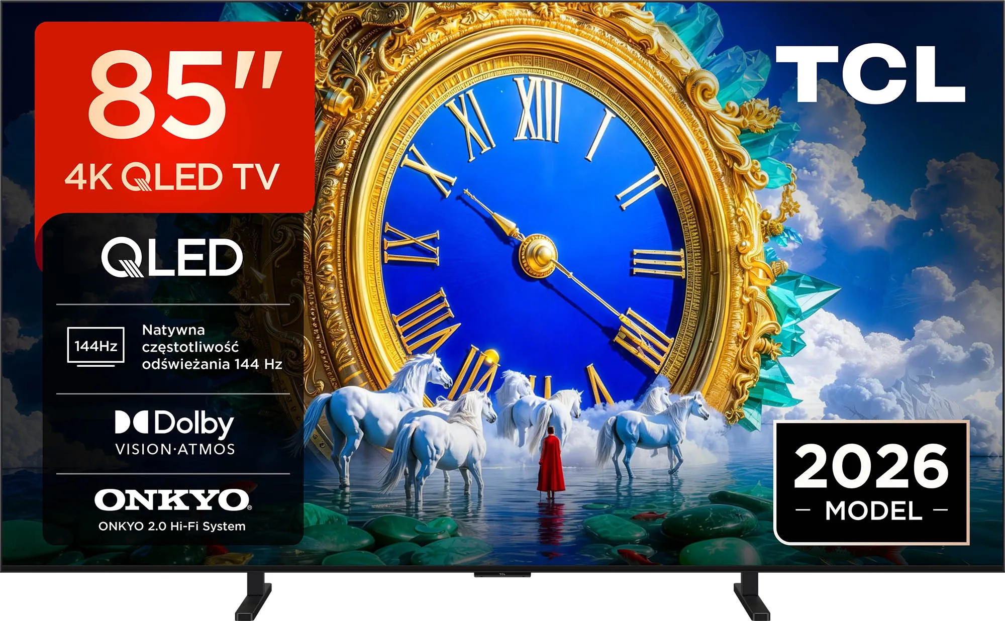 Telewizor TCL 85A400 85" QLED 4K 144Hz Google TV Funkcje AI Dolby Vision Dolby Atmos DTS-X HDMI 2.1 DVB-T2
