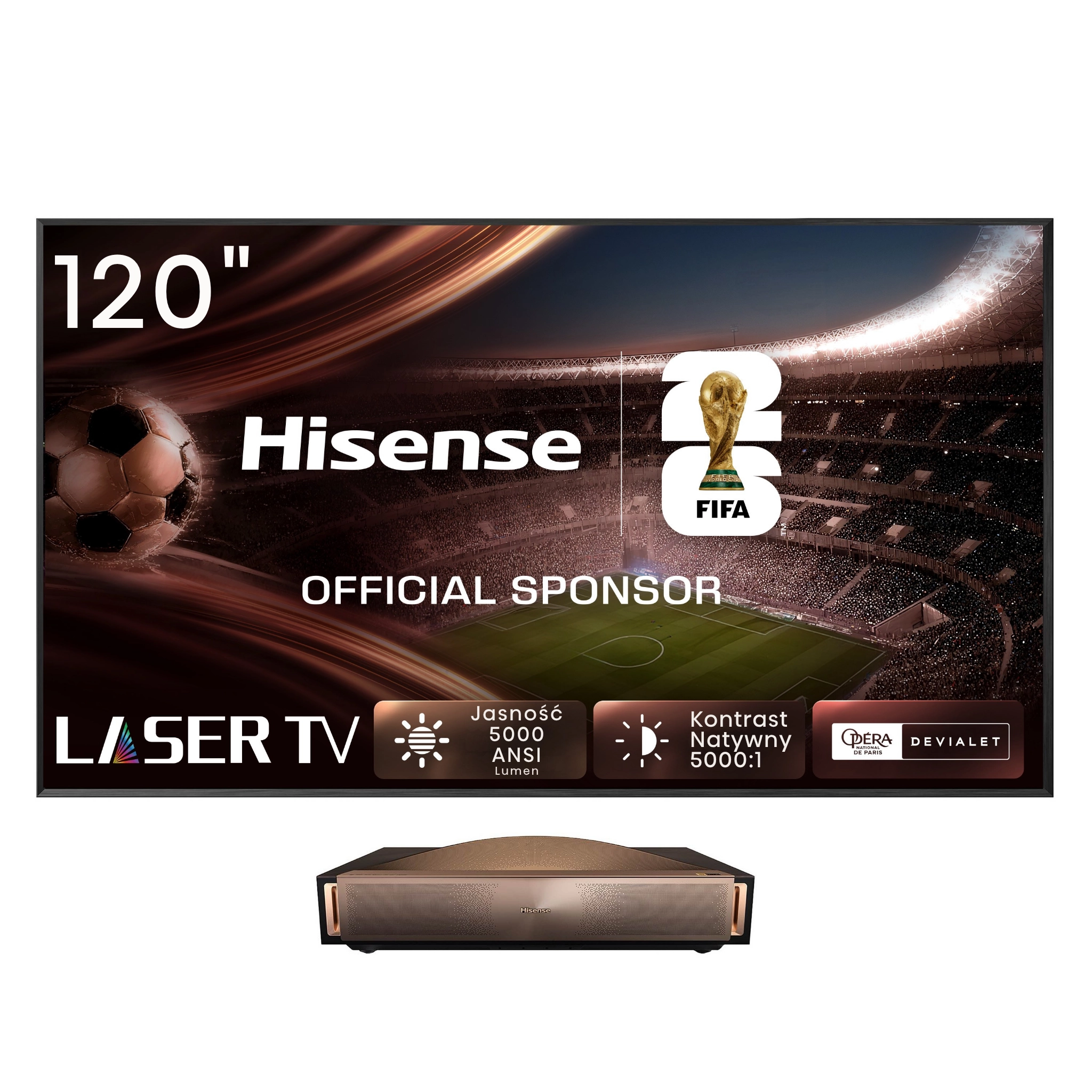 Projektor do kina domowego Hisense 120L9Q 4K UHD Laser Wi-Fi Bluetooth AirPlay VIDAA OS