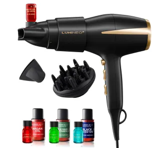 Suszarka do włosów Lumineo HD100BI Jonizacja Zimny nawiew Dyfuzor 2400W 2 prędkości 3 temperatury + Zestaw 3 serum