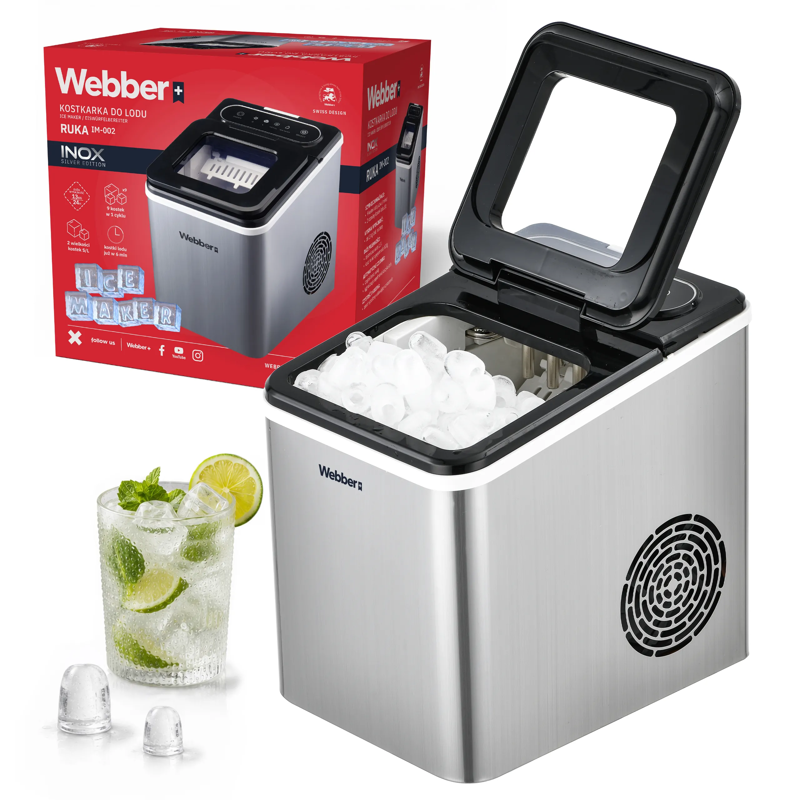 Kostkarka do lodu Webber 05IM-002S 1,5l 13kg/24h