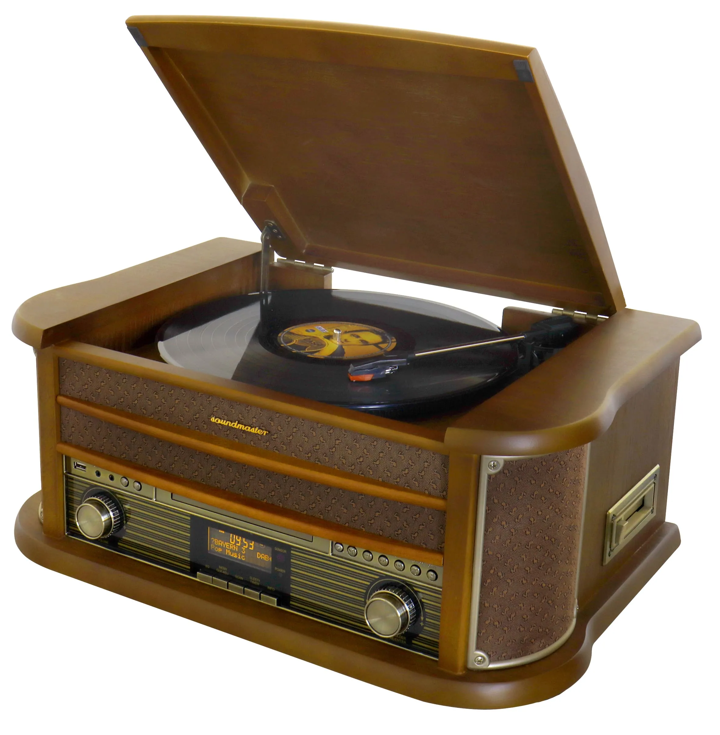 Gramofon Soundmaster NR565DAB Manualny Przedwzmacniacz Bluetooth Brązowy