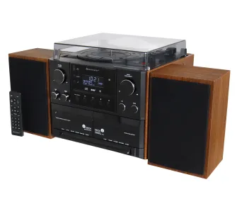 Wieża Soundmaster MCD5600BR 10W Bluetooth Radio FM DAB+ Magnetofon Gramofon Brązowo-czarny