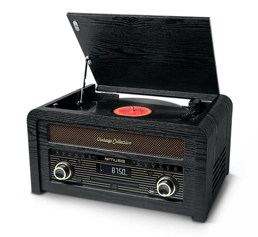 Gramofon Muse MT-115 W Półautomatyczny Przedwzmacniacz Bluetooth Odtwarzacz CD Czarny