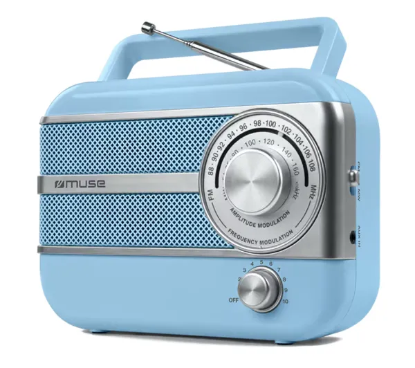 Radio Przenośne Muse Wbudowany Głośnik Tuner Fm Wejście Aux Niebieskie