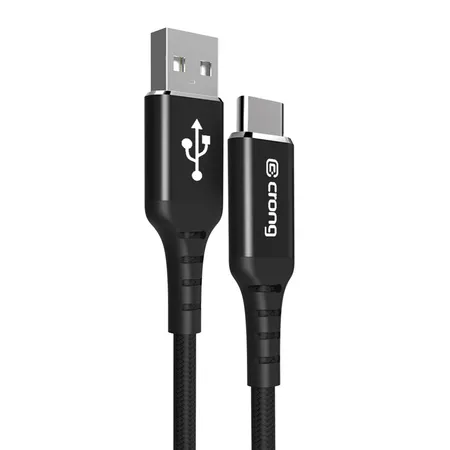 Kabel Crong CRG-AL025USAC-BLK Armor Link USB-A do USB-C 60W 0,25m Czarny