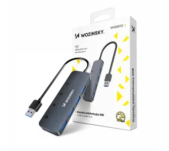 Hub USB Wozinsky WHS080YSS 4xUSB-A 3.0 Szary