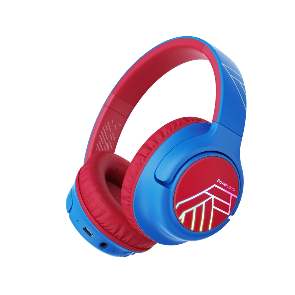 Słuchawki bezprzewodowe PowerLocus Bobo Nauszne Dla Dzieci Bluetooth 5.3 Niebiesko-czerwony