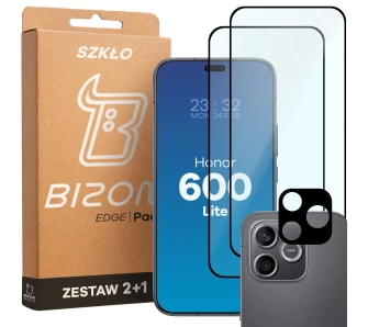 Zestaw ochronny Bizon 2x Szkło + szybka na aparat Glass Edge Pack do Honor 600 Lite 5G