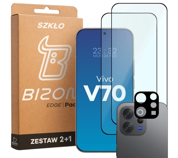 Bizon 2x Szkło + szybka na aparat Glass Edge Pack do Vivo V70 5G