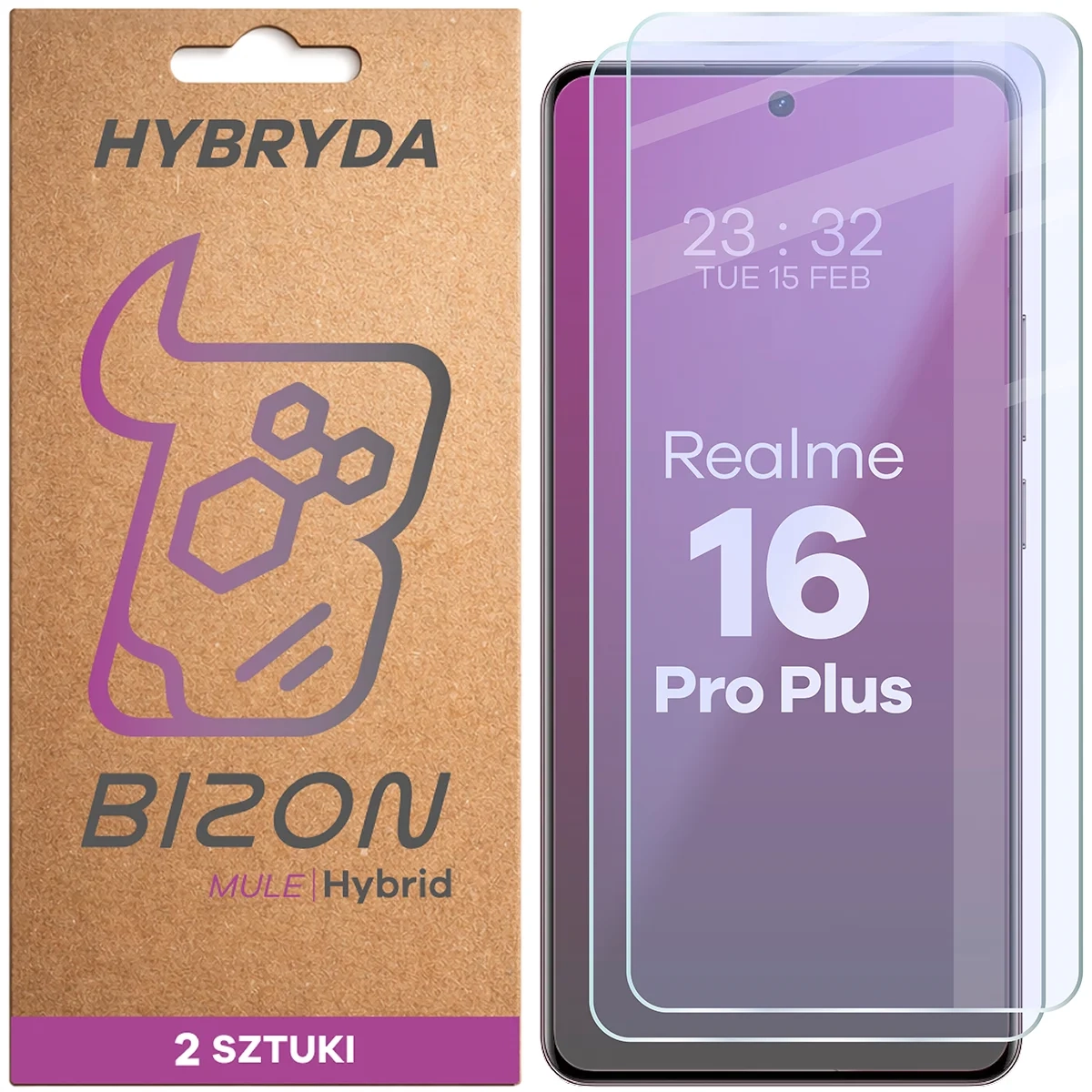 Szkło hybrydowe Bizon elastyczne Hybrid Mule Duo do Realme 16 Pro Plus 5G 2 sztuki