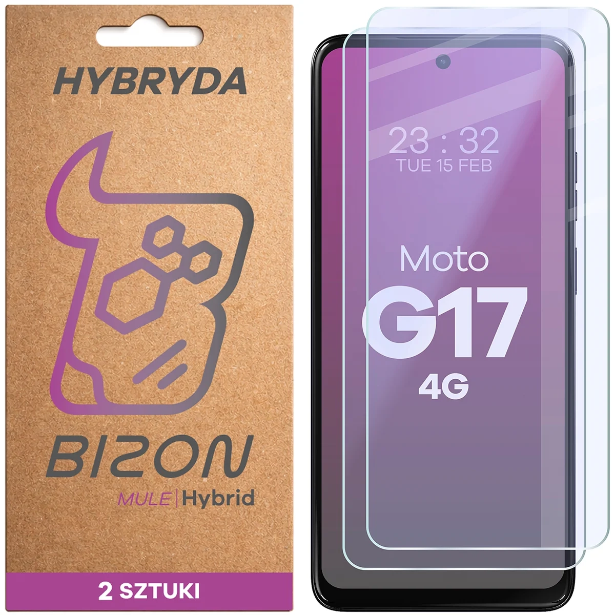 Szkło hybrydowe Bizon elastyczne Hybrid Mule Duo do Motorola Moto G17 2 sztuki