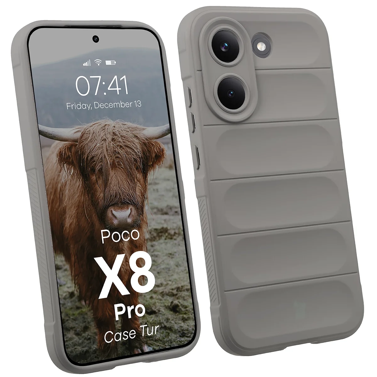 Etui Bizon Case Tur do Xiaomi POCO X8 Pro Jasnoszary