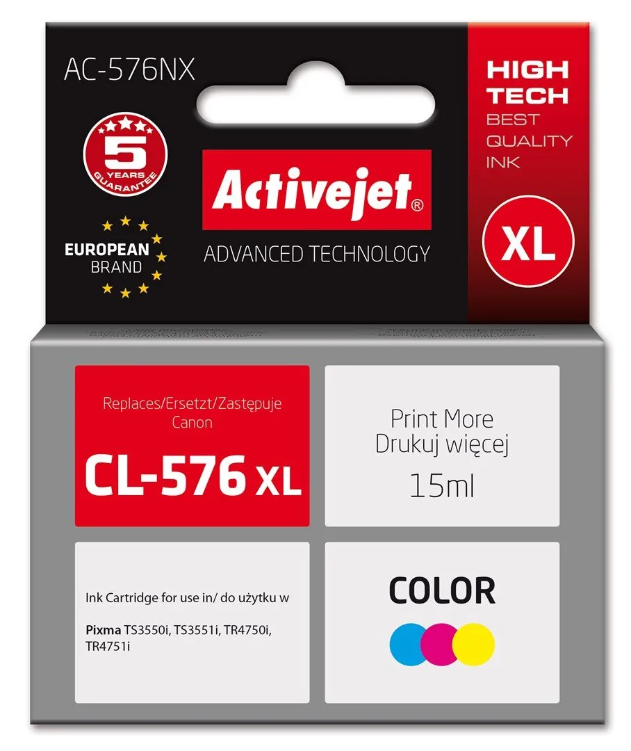 Tusz ActiveJet AC-576NX (zamiennik CL-576XL) Kolor 15 ml