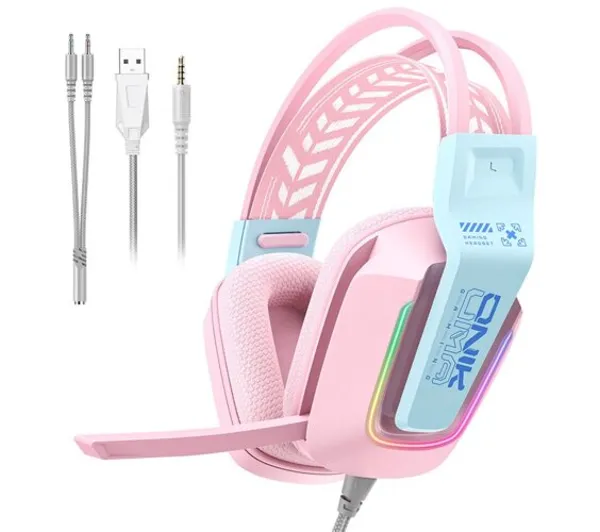 Onikuma X13 Słuchawki Przewodowe Gamingowe Rgb Mikrofon Jack 3.5 Usb Różowe