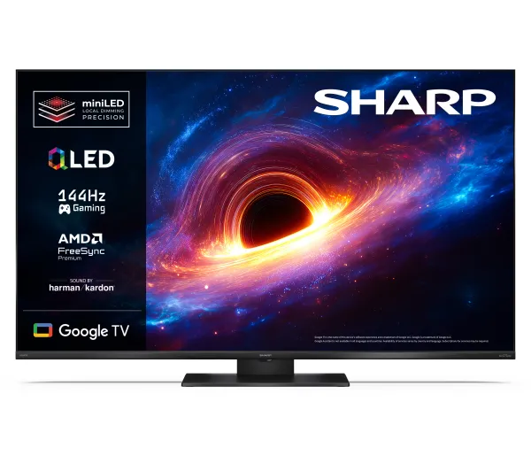 Sharp 55JT8765E 55" QLED Mini LED 144Hz Google TV Funkcje AI Dolby Vision IQ Dolby Atmos DTS X HDMI 2.1 DVB-T2