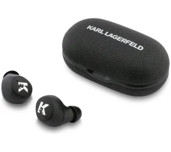 Słuchawki bezprzewodowe Karl Lagerfeld Saffiano Logo Dokanałowe Bluetooth 5.4 Czarny