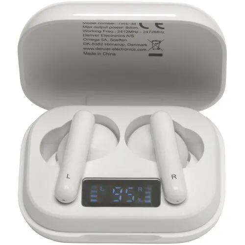 Słuchawki bezprzewodowe Denver TWE-38 Dokanałowe Bluetooth 5.0 Biały