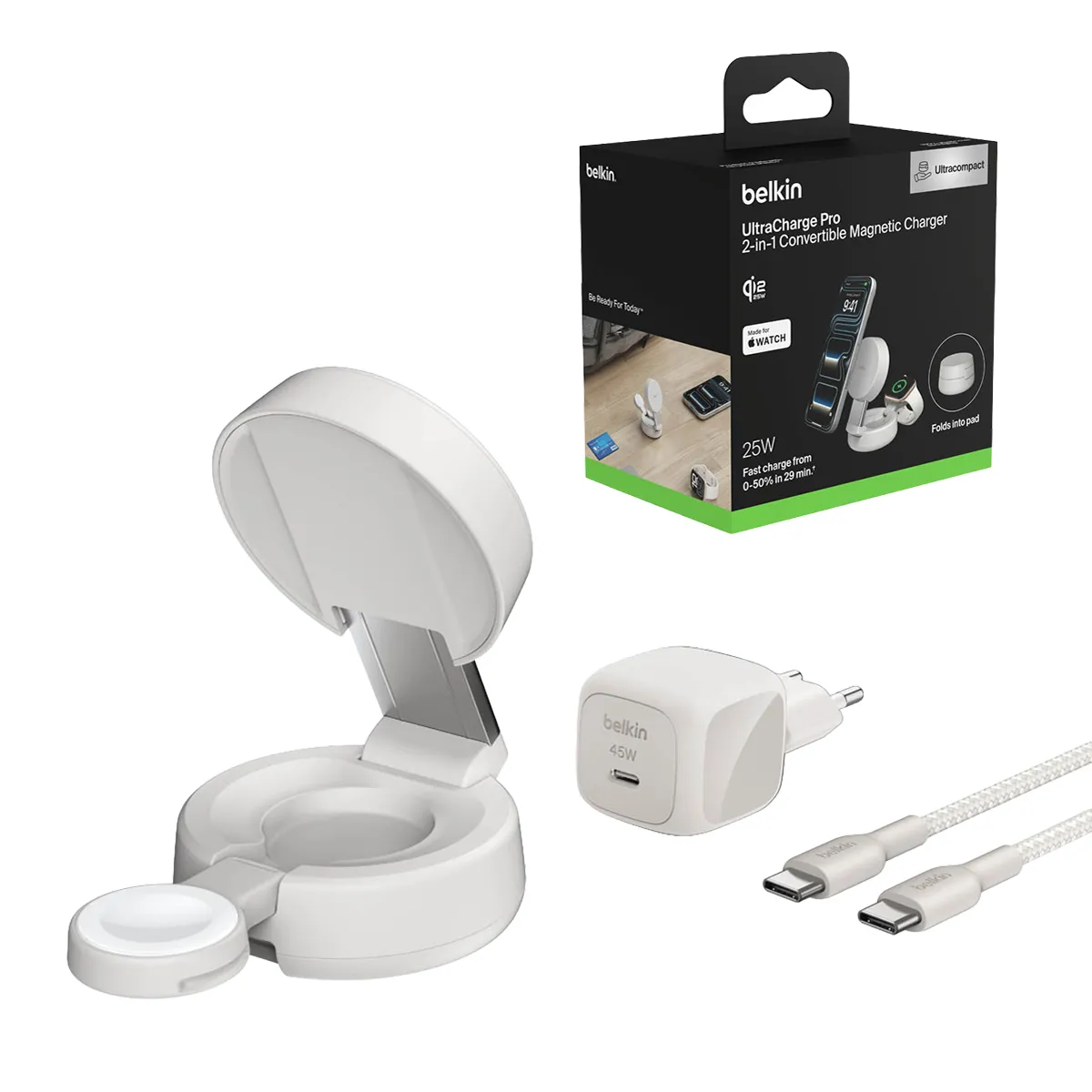 Ładowarka indukcyjna Belkin UltraCharge Pro 2w1 Qi2 25W Piaskowa