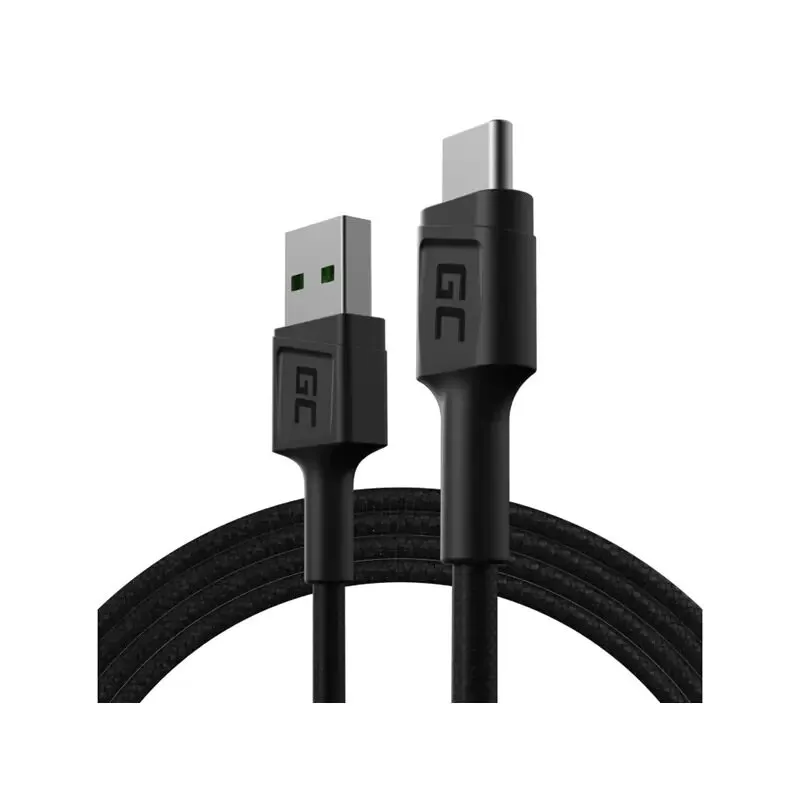 Kabel Green Cell KABGC25 USB-A do USB-C 0,3m Czarny