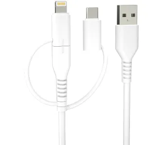 Kabel Forever USB - Micro USB/USB-C/Lightning 3w1 KR3W1-00 60W 1.5 m Biały