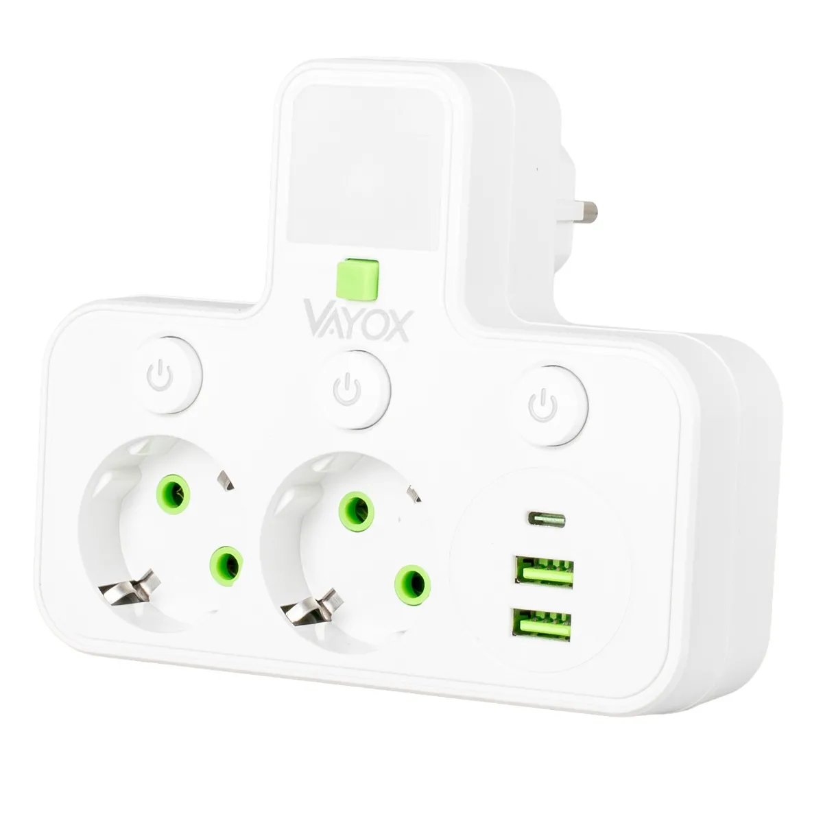 Rozgałęziacz Vayox VA0471W Lampka 2x USB-A 1x USB-C 2 gniazda Biały