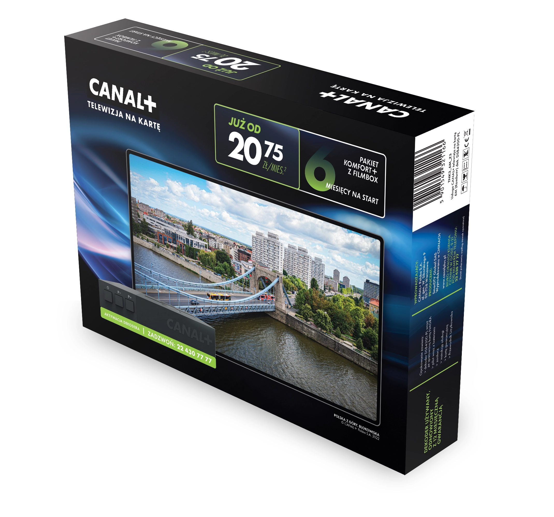 Usługa Canal+ Dekoder Canal+ SmarDTV DSB4300 z Telewizją na Kartę -110 kanałów, 6 miesięcy na start z FilmBox