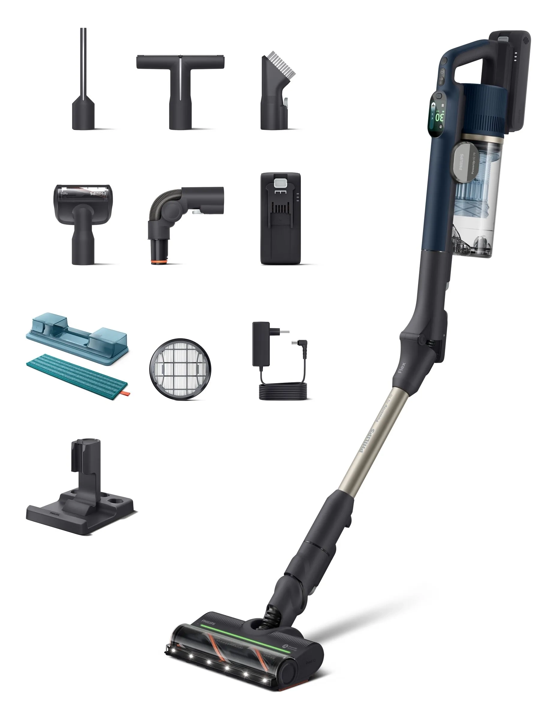 Odkurzacz bezprzewodowy Philips PowerUp XC7383/10 100min Funkcja mycia Wymienny akumulator Mini turboszczotka