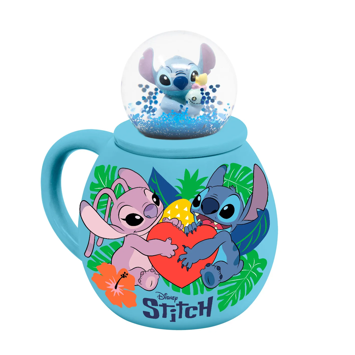 Kubek Pyramid z Pokrywką Disney Lilo & Stitch z Kulą Śnieżną