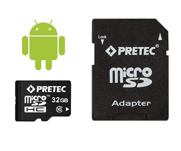 Pretec microSDHC Class 10 32GB + adapter