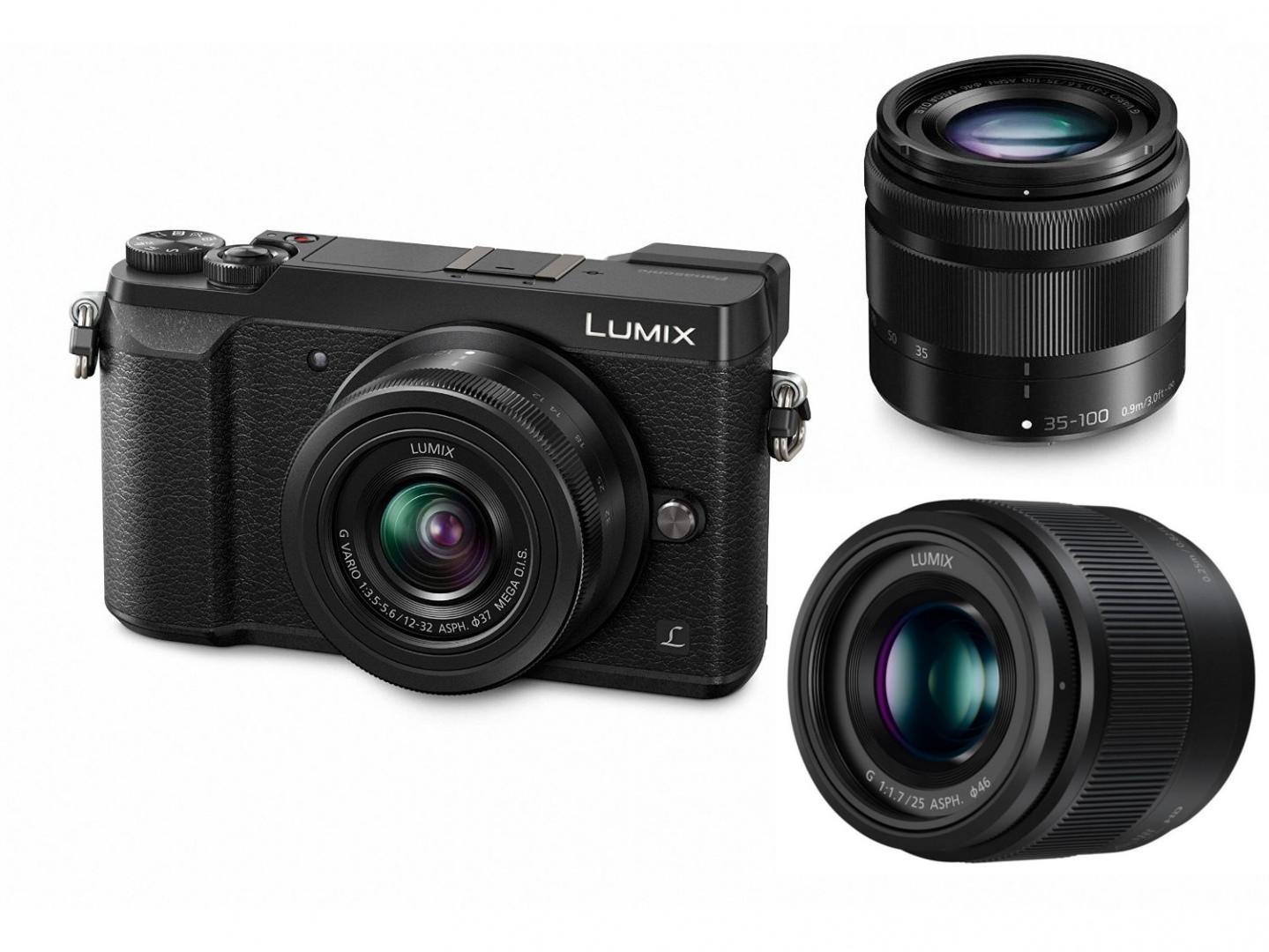 Aparat Panasonic Lumix DMC-GX80 + 12-32 mm + 35-100 mm + 25 mm (czarny)