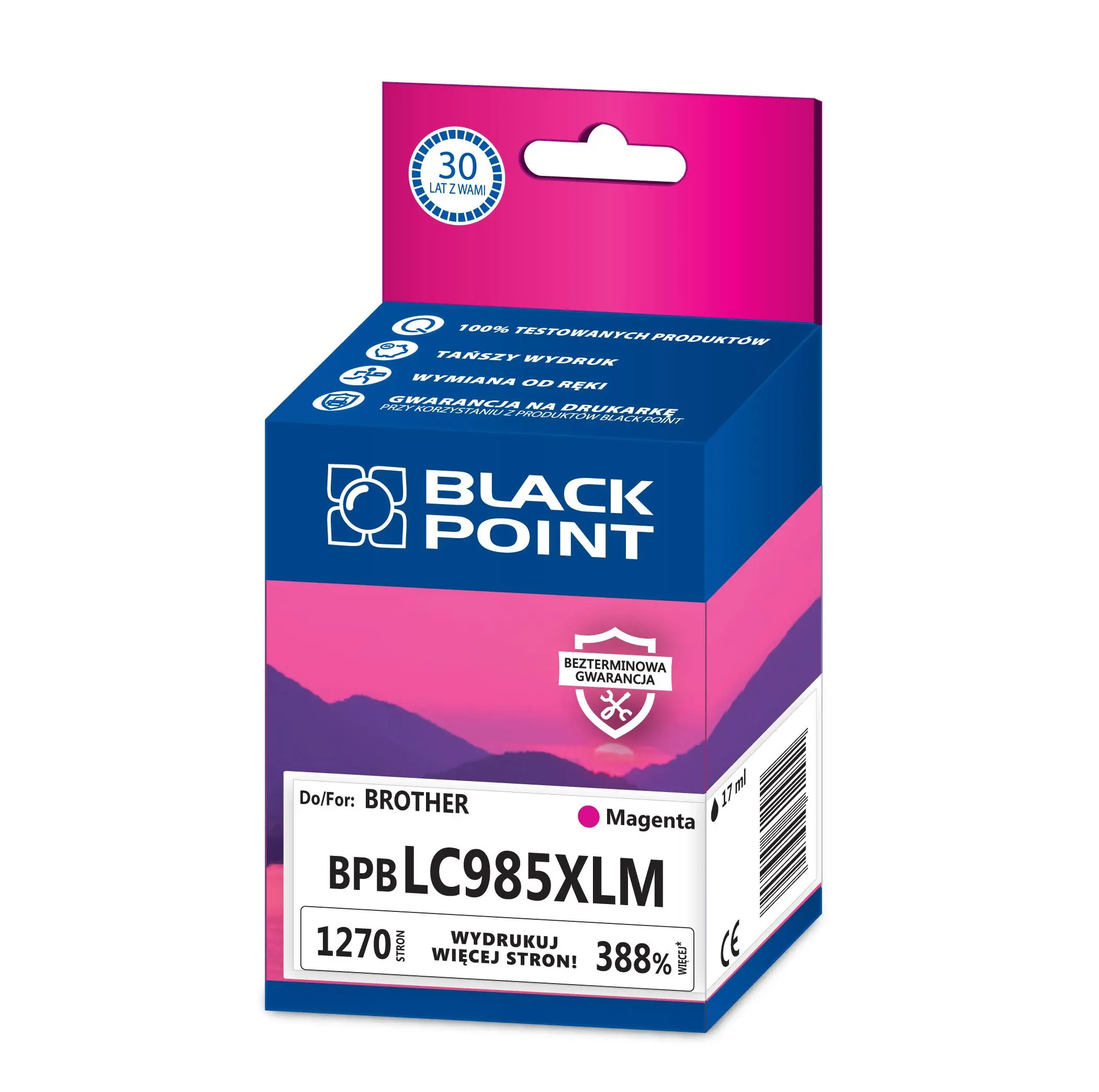 Tusz Black Point BPBLC985M (zamiennik LC-985M) Purpurowy 17 ml