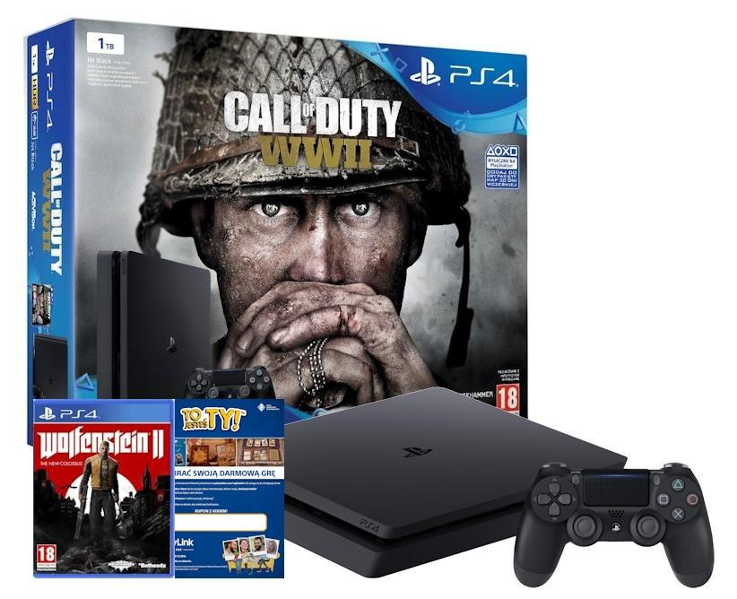 Konsola Sony PlayStation 4 Slim 1TB + Call of Duty: WWII + Wolfenstein II: The New Colossus + To jesteś Ty!
