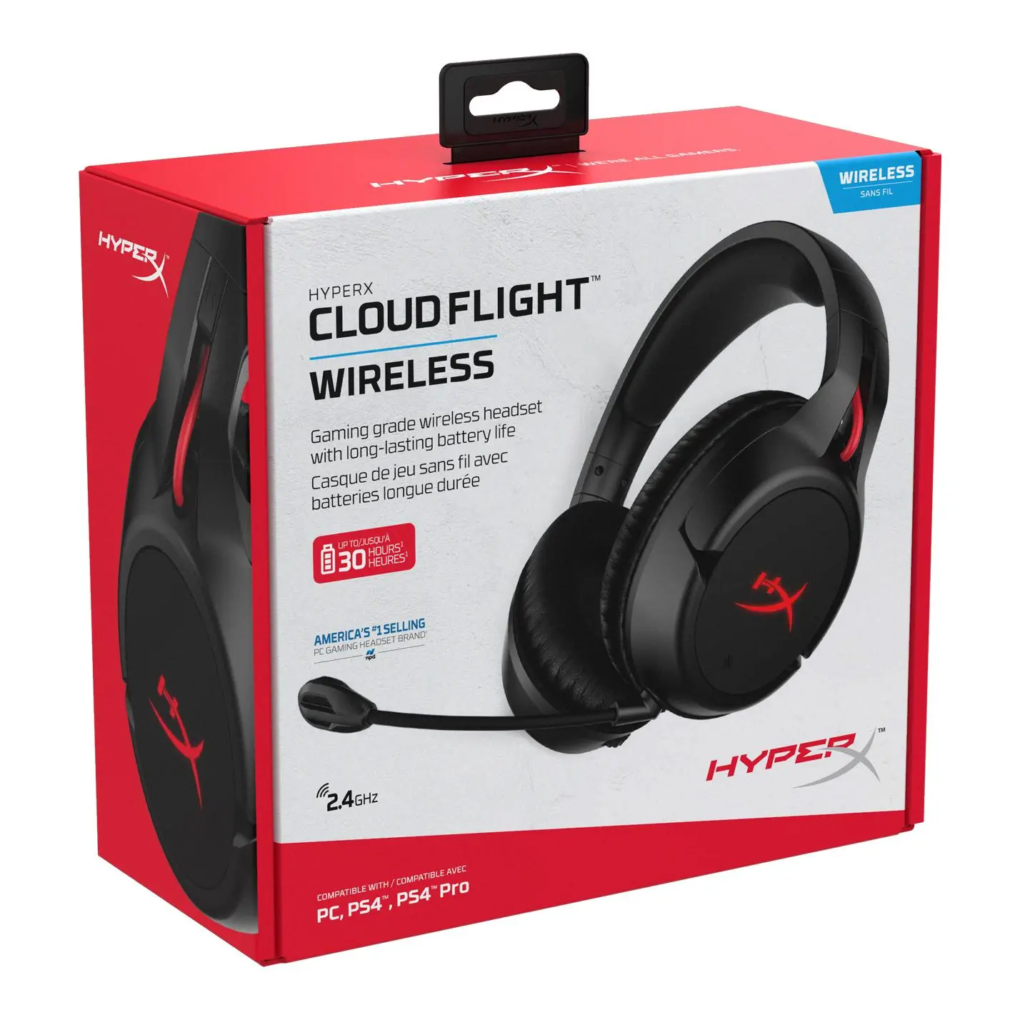 Słuchawki bezprzewodowe z mikrofonem HyperX Cloud Flight HX-HSCF-BK/EM Nauszne Czarno-czerwony