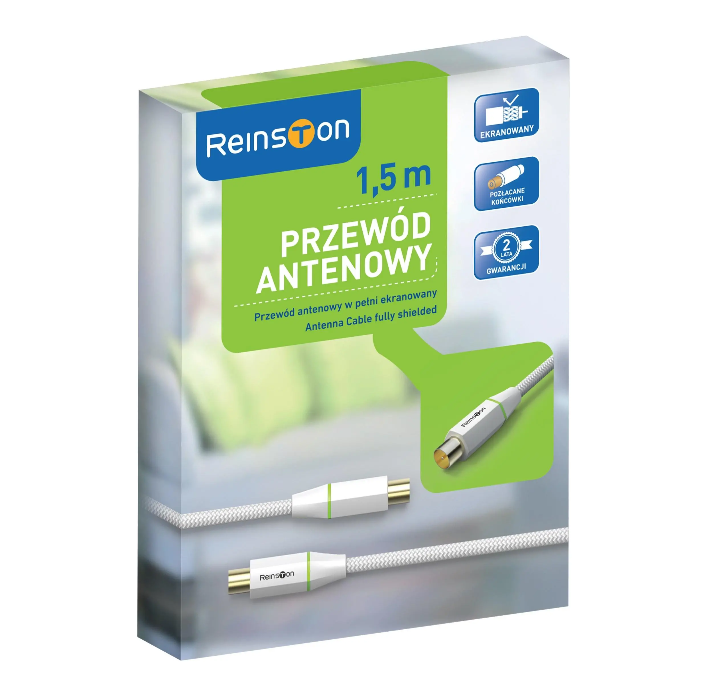 Kabel antenowy Reinston EKV001 1,5m Biały