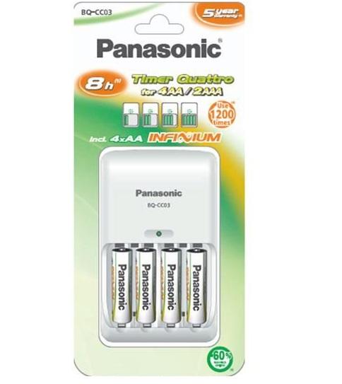 Ładowarka Panasonic BQ-CC03 + 4 akumulatory AA 2100 mAh