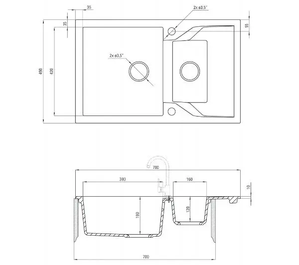 Deante Andante ZQN G513 Granitowy Grafitowy/Metalik - DRUGI -30%, ALBO 5-TY ZA 1ZŁ - Kup na Raty - RRSO 0%