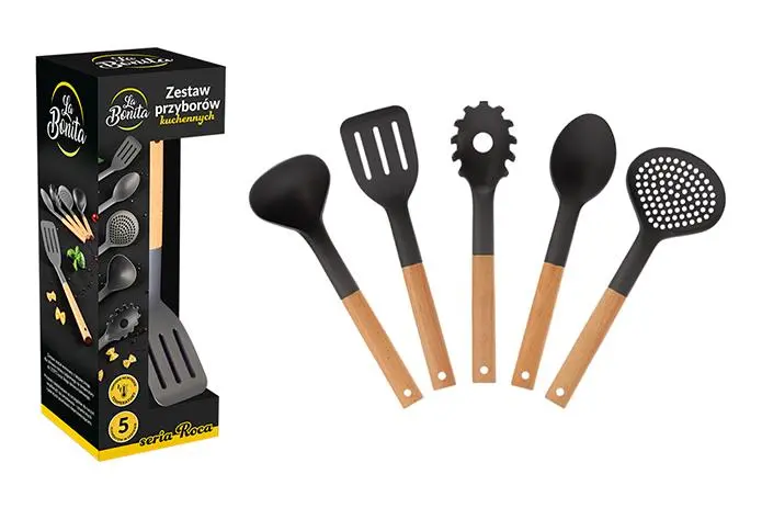 Zestaw przyborów kuchennych La Bonita Roca 5 elementów Czarny