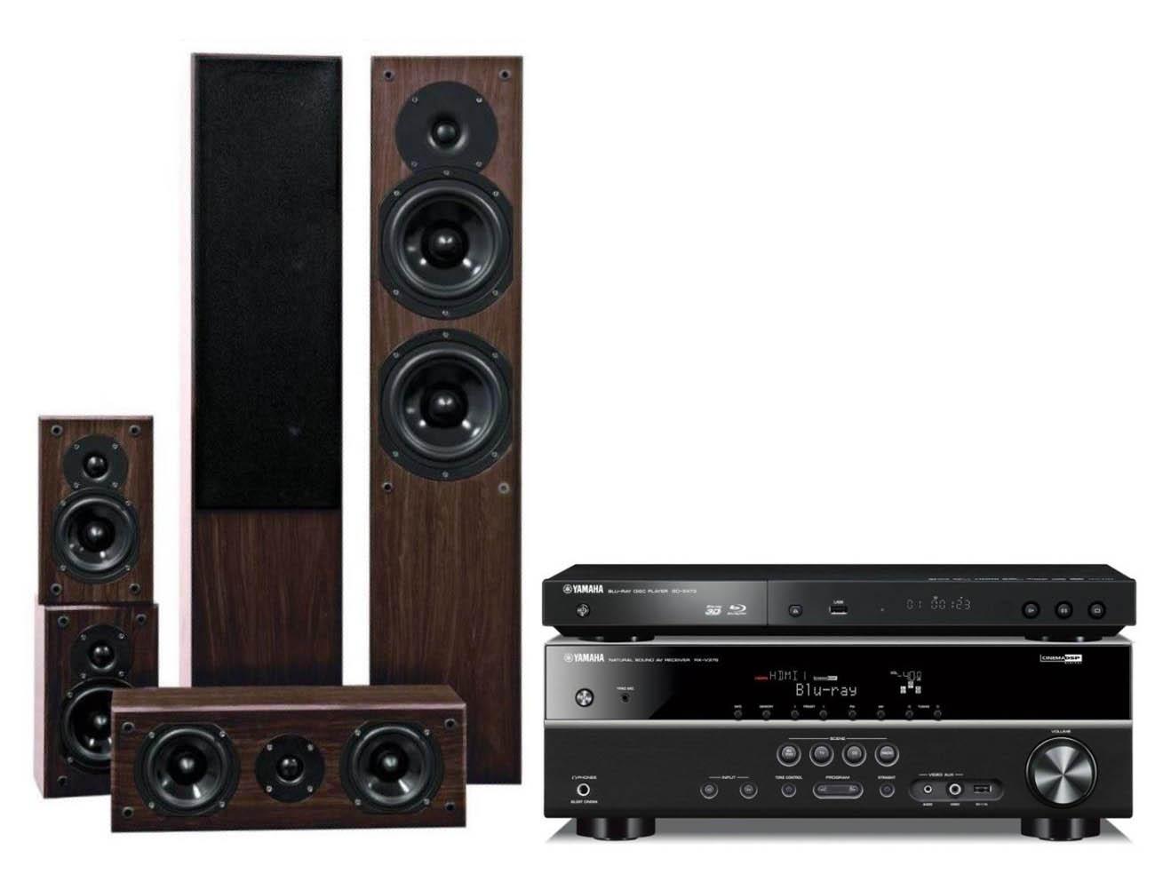 Zestaw kina Yamaha BD-S473B, RX-V375B, Prism Audio Onyx 100 (orzech)