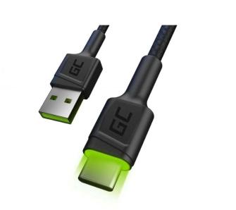 Kabel Green Cell GC Ray USB do USB-C LED 1,2m Czarny