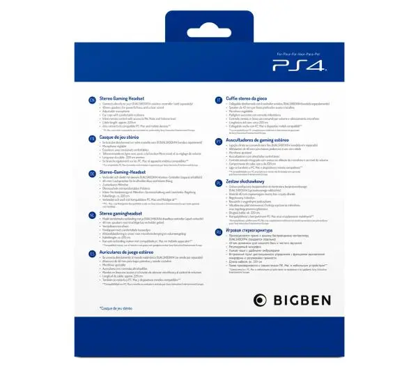 BigBen PS4 Gaming Headset V3 Nauszne Szary