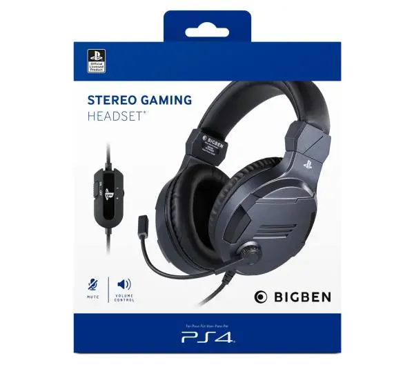 BigBen PS4 Gaming Headset V3 Nauszne Szary