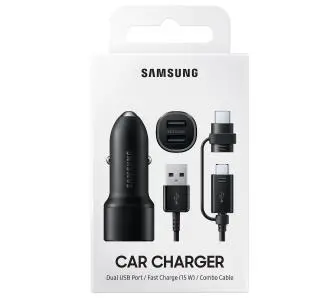 Ładowarka samochodowa Samsung 2x2A 15W kabel USB Czarny