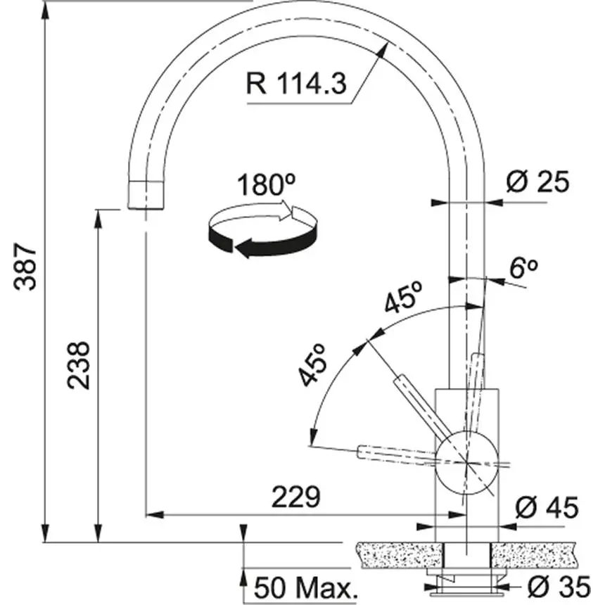 Bateria Franke Eos Czarny Stal szlachetna