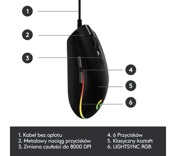 Logitech G102 LIGHTSYNC Czarny