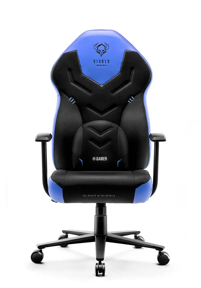 Fotel Diablo Chairs X-Gamer 2.0 Normal Size Gamingowy do 150kg Skóra ECO Tkanina Cool water