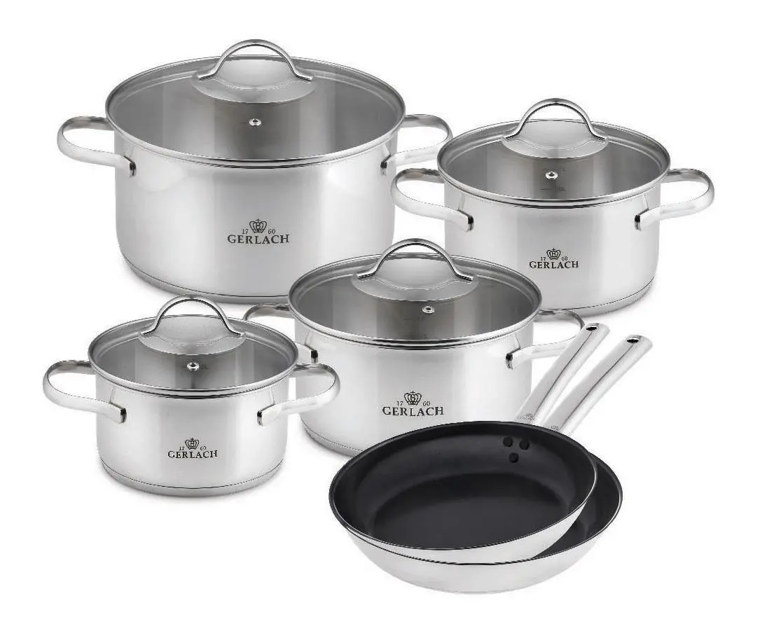 Zestaw garnków Gerlach Viva Indukcja Stal nierdzewna 10 elementów
