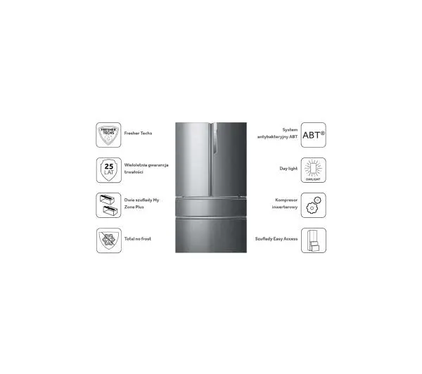 Haier Seria 7 HB26FSSAAA Pełny No Frost 190cm Kostkarka Srebrny - DRUGI -30%, ALBO 5-TY ZA 1ZŁ - Kup na Raty - RRSO 0%