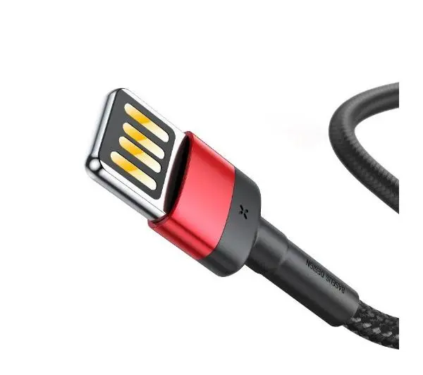 Baseus Lightning USB dwustronny Cafule 2,4A 1m Czarno-czerwony