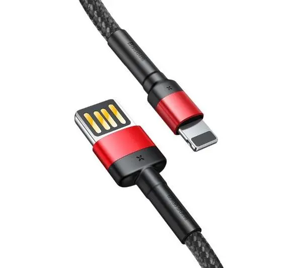 Baseus Lightning USB dwustronny Cafule 2,4A 1m Czarno-czerwony