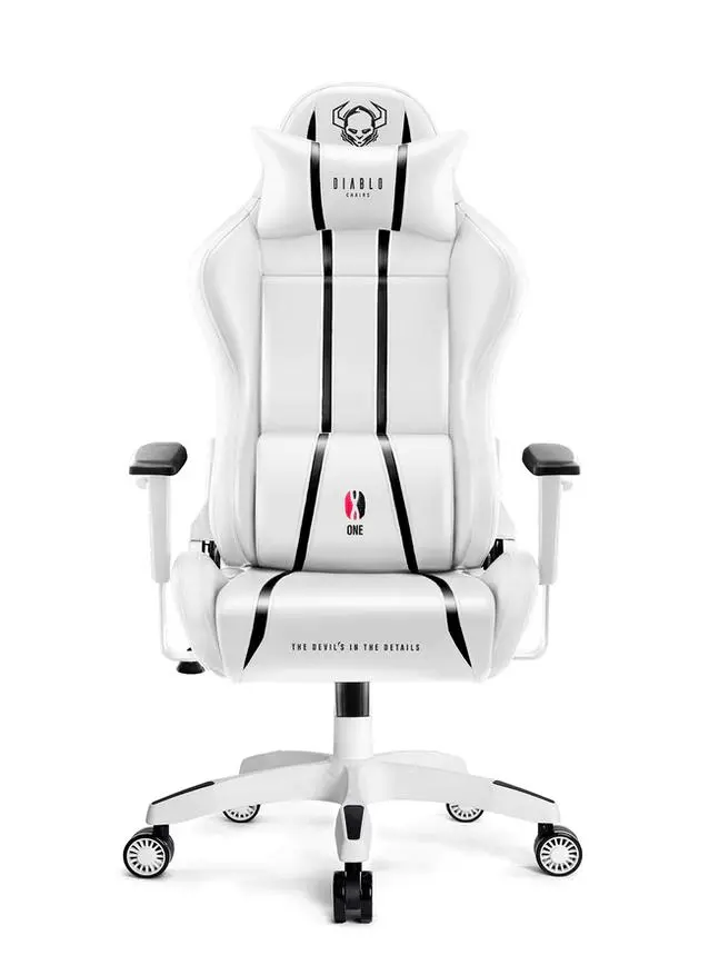 Fotel Diablo Chairs X-One 2.0 Normal Size Gamingowy do 136kg Skóra ECO Tkanina Biało-czarny